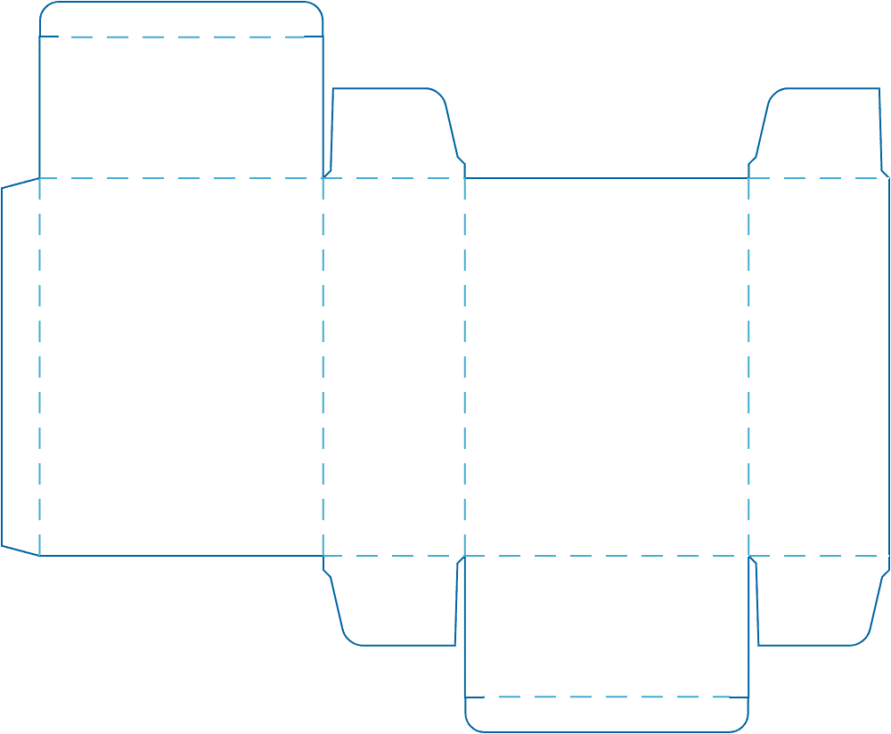 Dieline for the model: Reverse tuck folding carton, front-opening