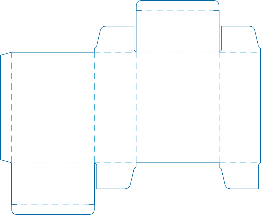 Dieline for the model: Reverse tuck folding carton, rear-opening
