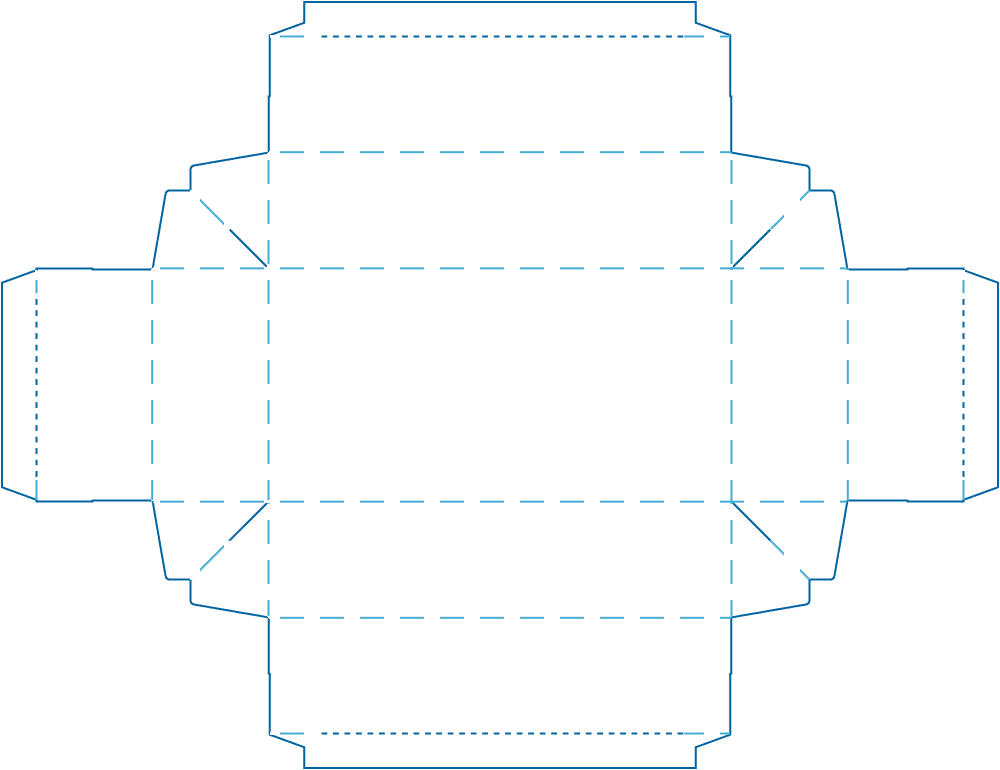 Dieline for the model: Self-assembling tray with folded-in sides