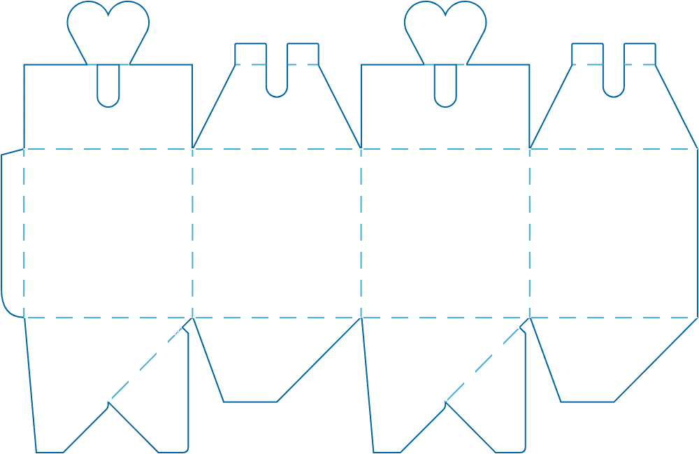 Dieline for the model: Heart box with crash-lock bottom