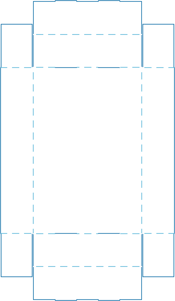 Dieline for the model: Self-assembling tray with locking tabs