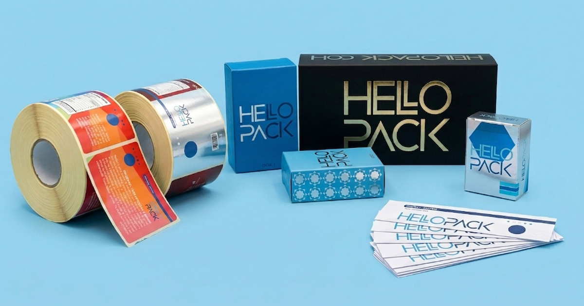 Selezione di packaging personalizzato HelloPack: astucci, cofanetti, scatole wedding e bugiardini ed etichette. 