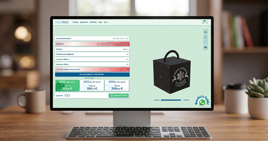 Anteprima 3D di una scatola per panettone nel configuratore HelloPack